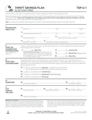Thrift Savings Plan Election Form