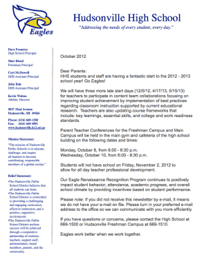 Hudsonville High School Calendar and Policies