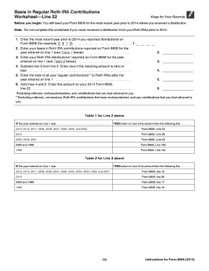 IRS Form 8606 Worksheet