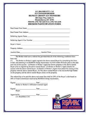 Real Estate Broker Participation Form