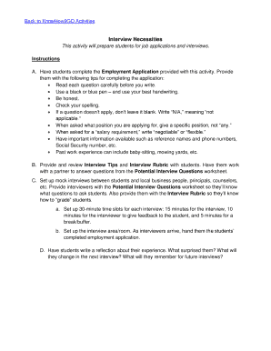Employment Application and Interview Preparation Activity