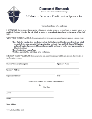 Confirmation Sponsor Affidavit