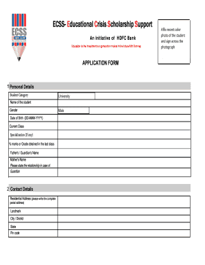 ECSS Educational Crisis Scholarship Application Form