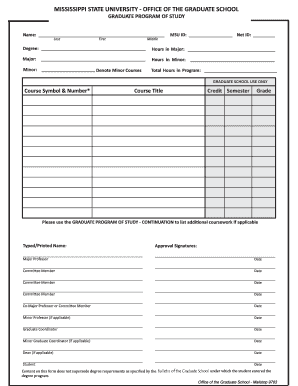 Mississippi State University Graduate Program of Study