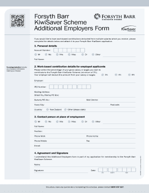 Forsyth Barr KiwiSaver Additional Employers Form