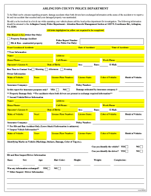 Arlington County Property Damage Accident Report