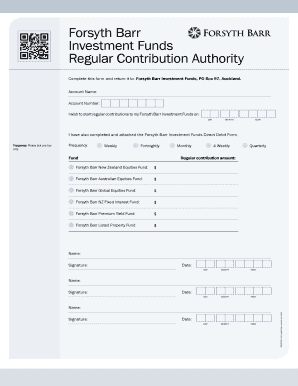 Forsyth Barr Investment Funds Regular Contribution Authority