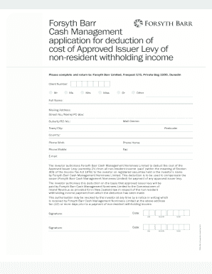 Forsyth Barr Non-Resident Withholding Income Levy Deduction Form