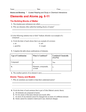 Chemistry Worksheet: Atoms and Bonding