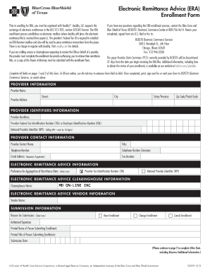 Texas BCBS ERA Enrollment Form