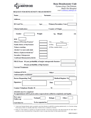 Bone Density Measurement Request Form