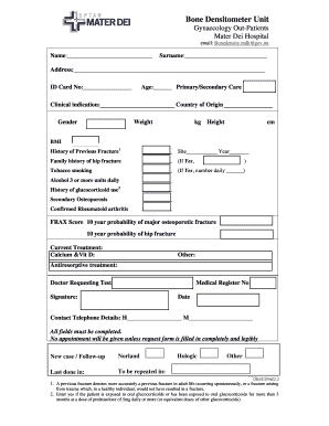 Bone Densitometry Request Form