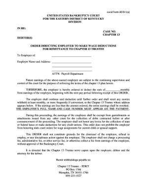 Order Directing Employer to Make Wage Deductions