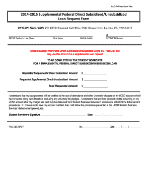 Supplemental Federal Direct Loan Request Form