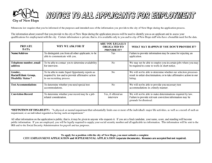 City of New Hope Employment Application