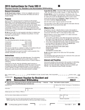 Form 592-V Payment Voucher for Resident and Nonresident Withholding