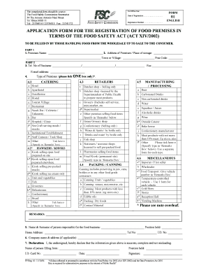 Food Premises Registration Application