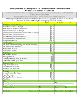 Catering Order Form