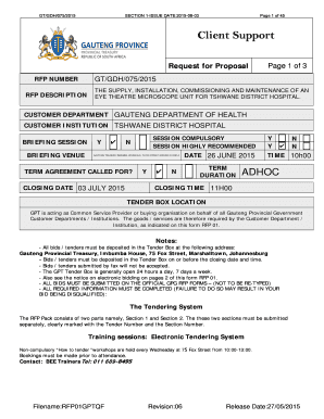 Gauteng Provincial Government Request for Proposal
