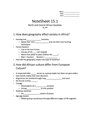 NoteSheet 15.1: North and Central African Societies