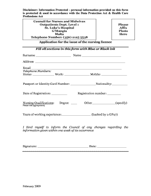 Application for Nursing Licence