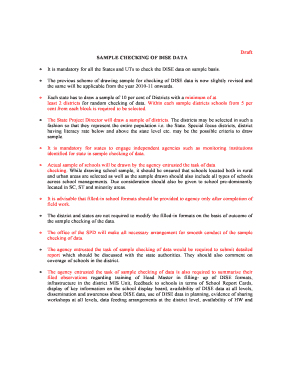 DISE Data Sample Checking Form