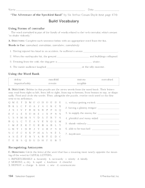 Convulse Vocabulary Worksheet