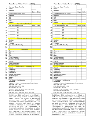 Class Consolidation Performa (DISE)