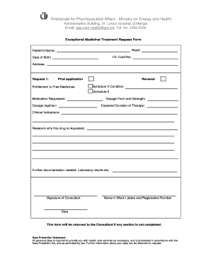 Exceptional Medicinal Treatment Request Form