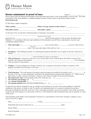 Horace Mann Proof of Loss Claim Form