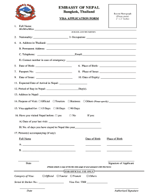 Nepal Visa Application Form