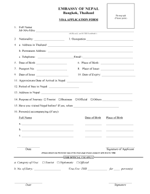 Nepal Visa Application Form