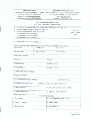 Nepal Visa Application Form