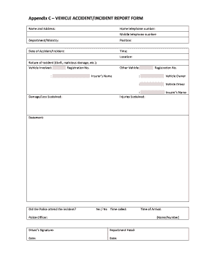 Vehicle Accident Incident Report Form