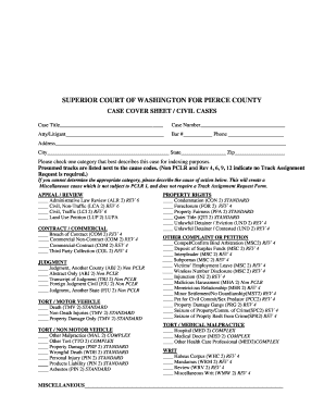 Washington Civil Case Cover Sheet