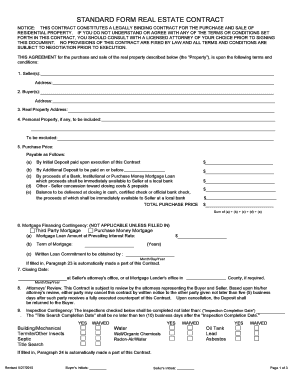 Standard Form Real Estate Contract