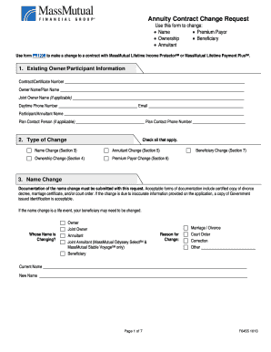 Annuity Contract Change Request Form