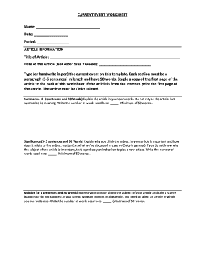 Current Event Worksheet