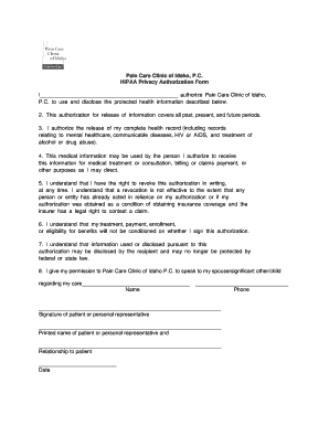 HIPAA Privacy Authorization Form