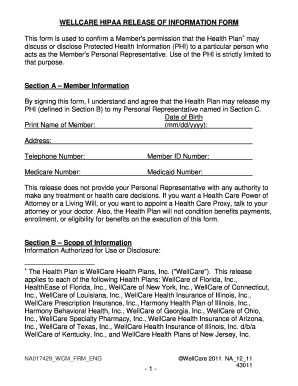 WellCare HIPAA Release of Information Form