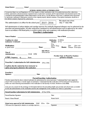 School Medication Authorization Form