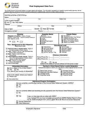 Post Employment Data Form