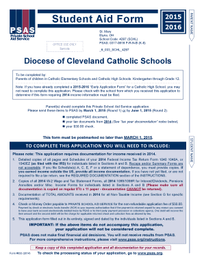 2015-2016 Student Aid Form