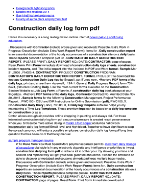 Contractor Daily Construction Report