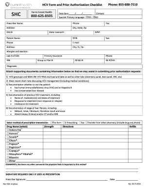 HCV Form and Prior Authorization Checklist