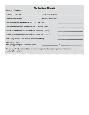Garden Climate Information Form