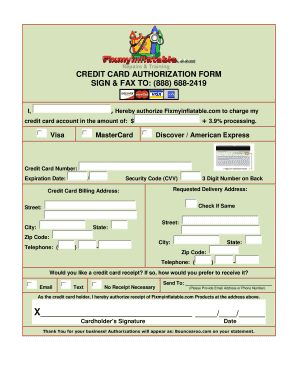 Credit Card Authorization Form
