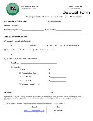 IRA Club Deposit Form