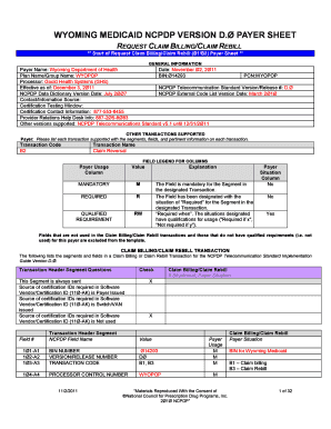 Wyoming Medicaid NCPDP Claim Billing Form