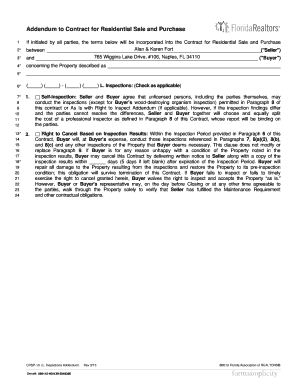 Residential Sale and Purchase Inspection Addendum